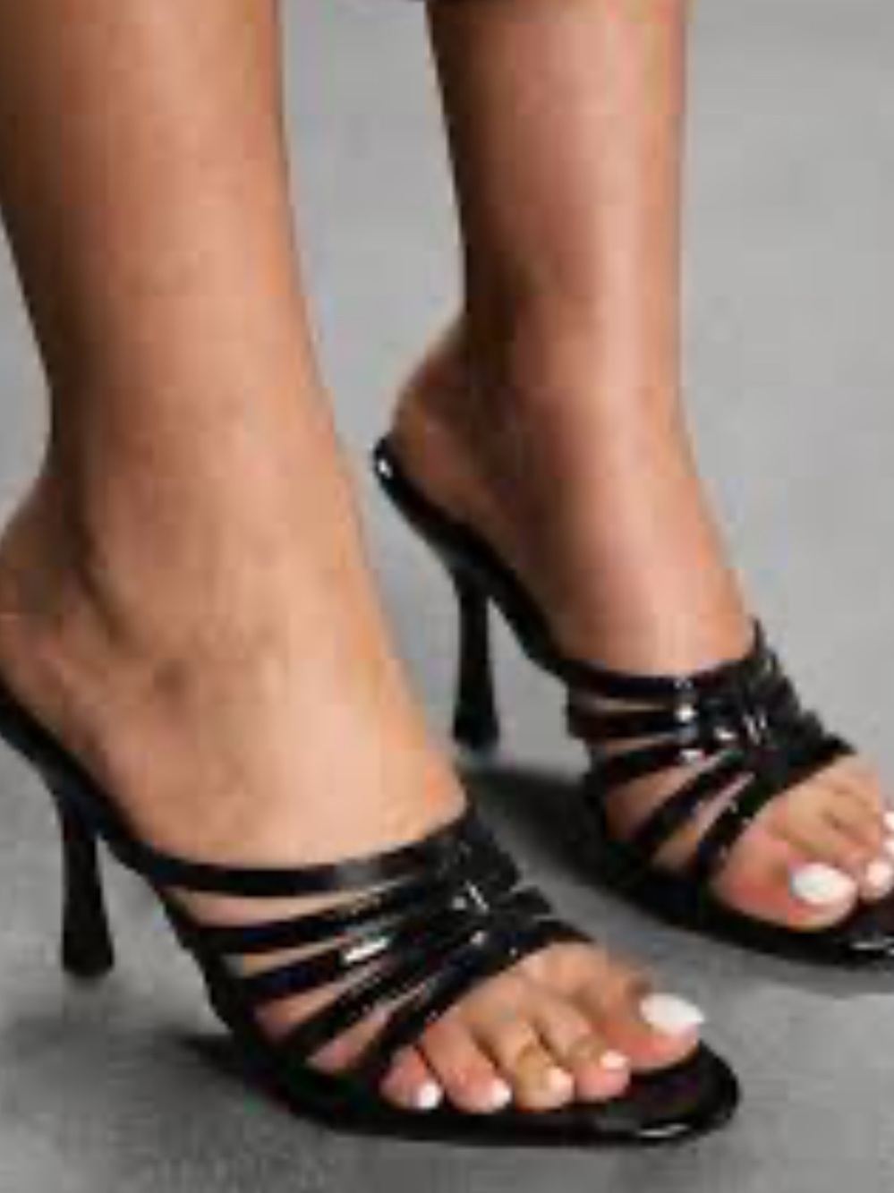 Newport News Black Strappy Kitten Heel Mules - Picture 3 of 9
